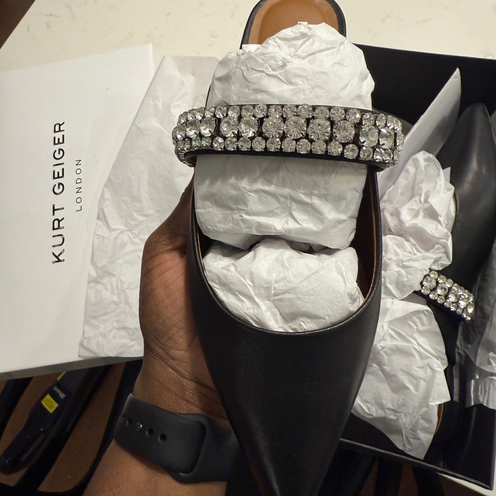 Prince Black Crystal Embellished Mules - Picture 4 of 8